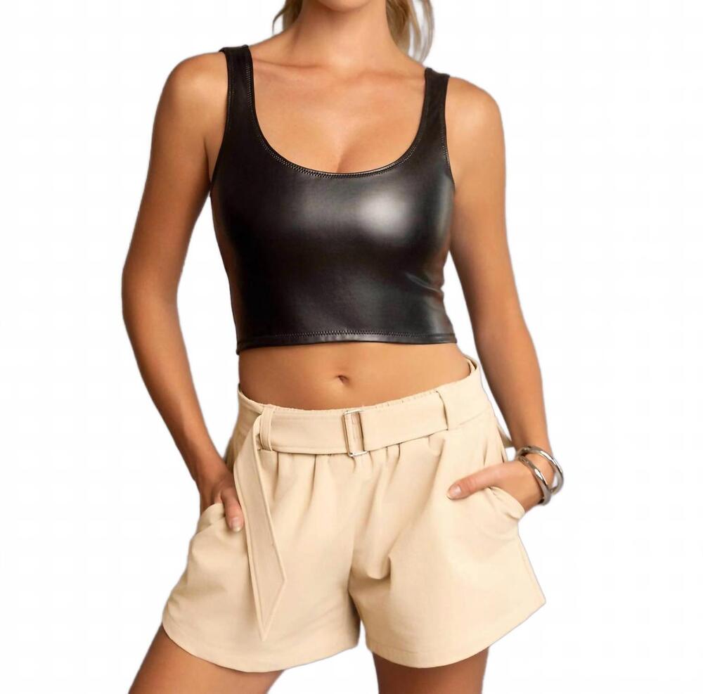 NEW HEROINE SPORT leather tank top in black